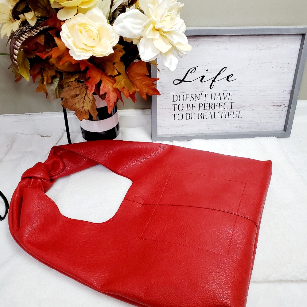 Boutique Knotted Hobo Bag - Red - Picture 5 of 5